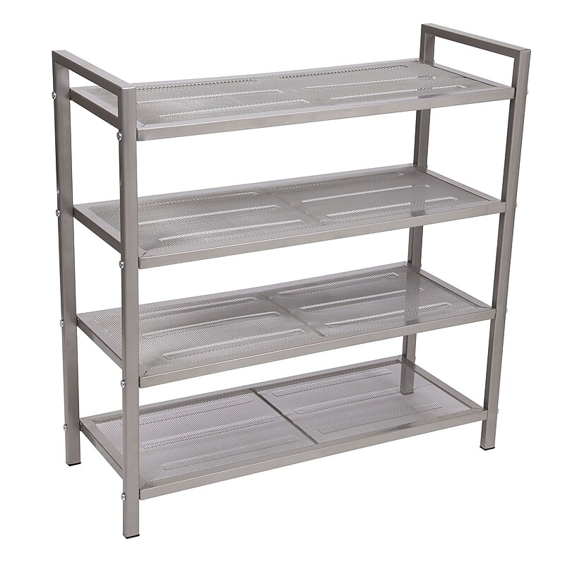 Household Essentials 4-Tier Mesh Shoe Rack, Nickel (2159-1) image 1