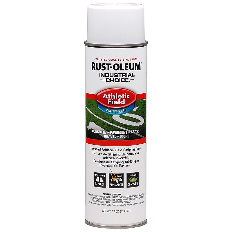 Rust-Oleum Industrial Choice Af1600 Athletic Field Striping Paint, White, 17 oz. Spray, 12/Pack (206043) image 1