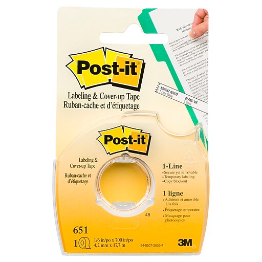 Postit Labeling and CoverUp Correction Tape, White (651) Staples