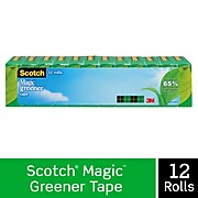 Scotch® Magic™ Greener Tape Refill, Invisible, Write On, Matte Finish, 3/4" x 25 yds., 1" Core, 12 Rolls (812-12P)