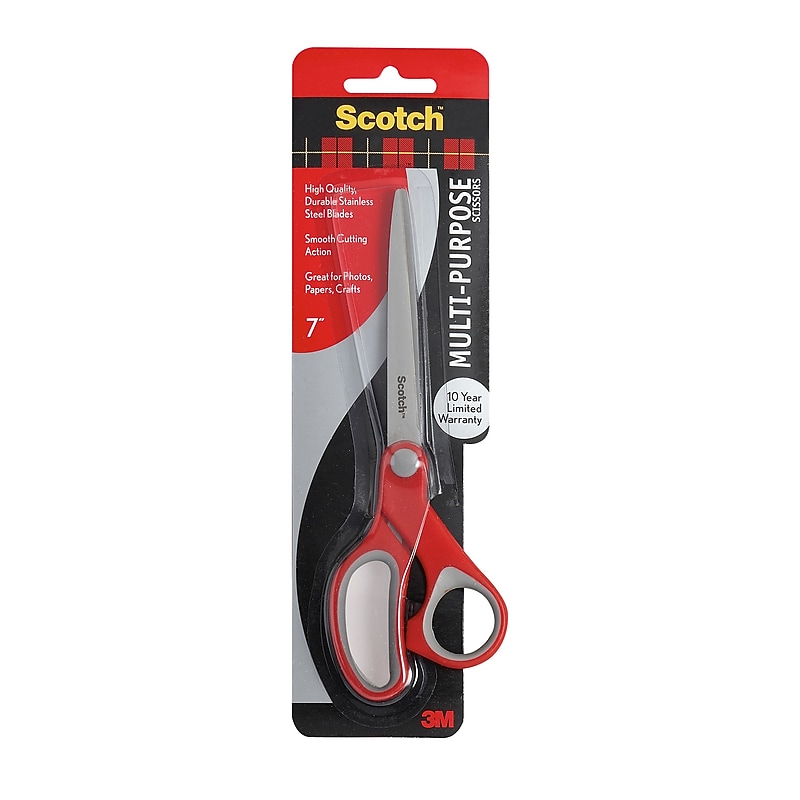 Scotch™ 7" Stainless Steel Multipurpose Scissors, Sharp Tip, Red  (1427) image 1