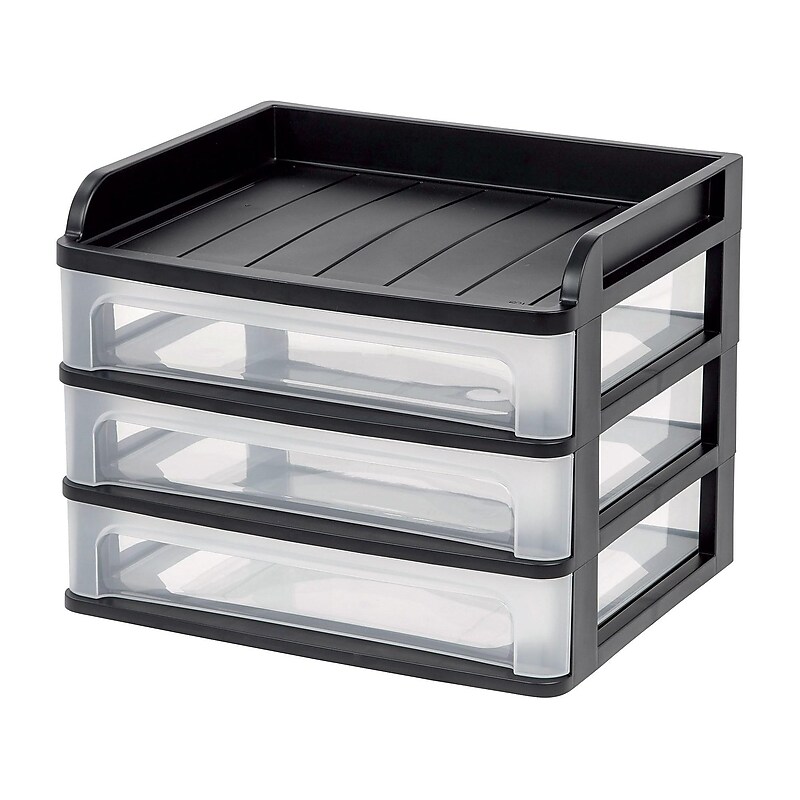 Iris Small 3 Drawers Desktop Storage, Black (150163) image 1