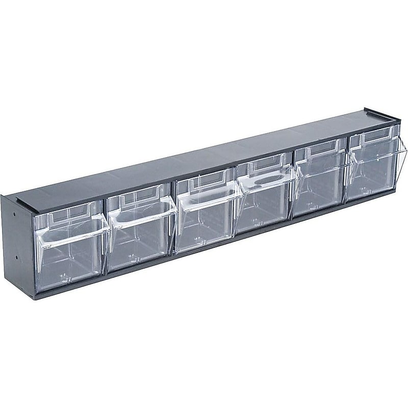Deflect-O Tilt Bin Interlocking Compartment Storage, Black/Transparent (20604OP) image 1