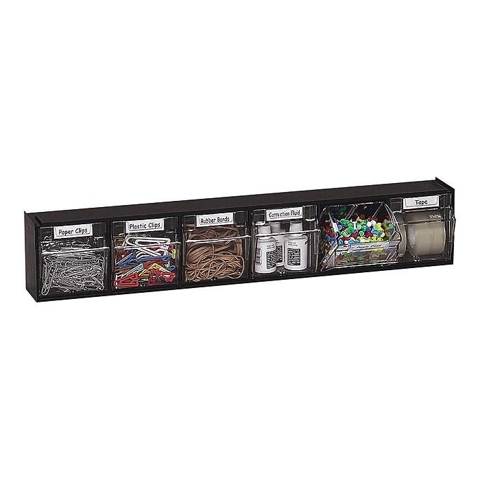 Deflect-O Tilt Bin Interlocking Compartment Storage, Black