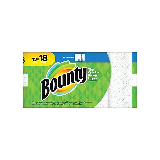 Bounty Select-A-Size Kitchen Rolls Paper Towels, 2-Ply, 83 Sheets/Roll, 12 Rolls/Carton (74795/95026)