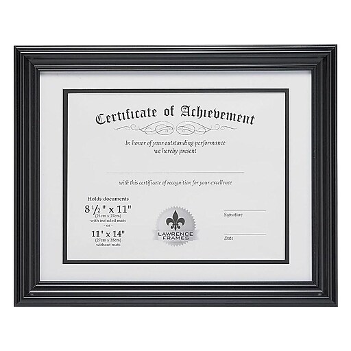 Lawrence Frames Resin Certificate Frame, Black (1860) at Staples