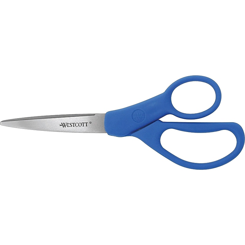 Westcott All Purpose Preferred 8" Stainless Steel Scissors, Pointed Tip, Blue (41218) image 1