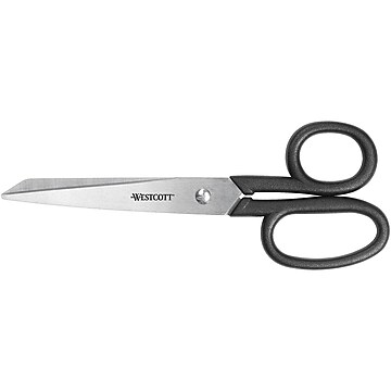 Staples 8 inch Pointed Tip Stainless Steel Scissors Straight Handle Right & Left Handed 6/Carton, Black