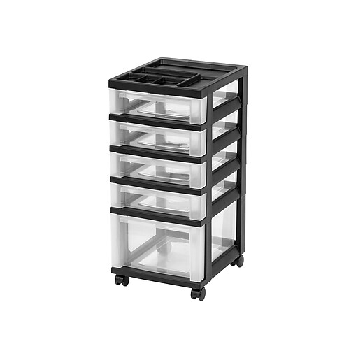 IRIS USA 7-Drawer Storage Cart with Organizer Top, Black 