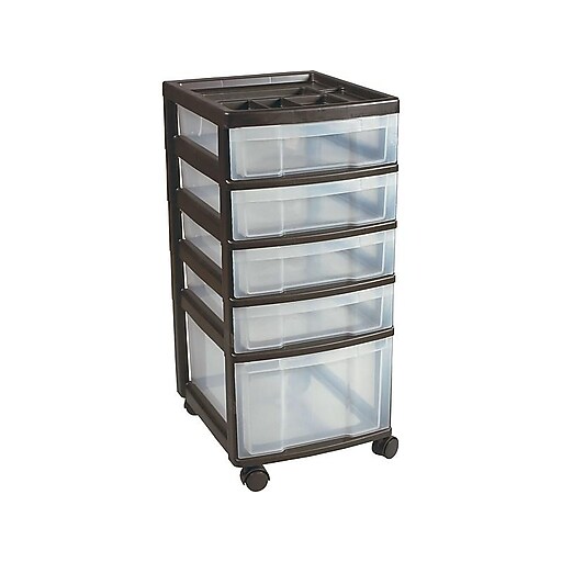 IRIS® Plastic 5Drawer Organizer, Black and Clear (116865) Staples