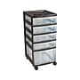 Iris Rolling Cart with Plastic Organizer Top, 5-Drawer, Clear/Black (116865)~#|#~sp44844825_sc7