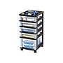 Iris Rolling Cart with Plastic Organizer Top, 5-Drawer, Clear/Black (116865)~#|#~sp44844826_sc7