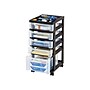 Iris Rolling Cart with Plastic Organizer Top, 5-Drawer, Clear/Black (116865)~#|#~sp44844827_sc7