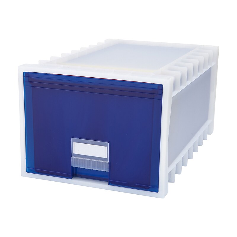 Storex Stackable Storage Drawer, Blue/White (61104U01C) image 1