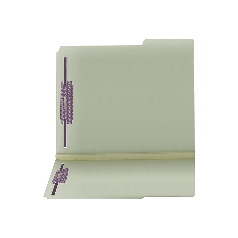 Smead Pressboard Classification Folders with SafeSHIELD Fasteners, Letter Size, Gray/Green, 25/Box (14920) image 1