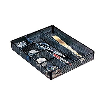 Rolodex Mesh 6-Compartment Drawer Organizer, Black (22131)