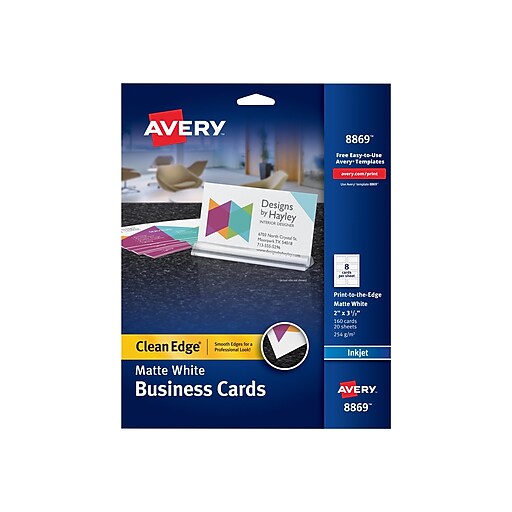 Avery Printable Business Cards, 2 x 3.5, White, 100 Cards (28371)