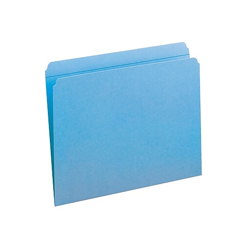 Smead File Folders, Reinforced StraightCut Tab, Letter Size, Blue, 100/Box (12010) at Staples