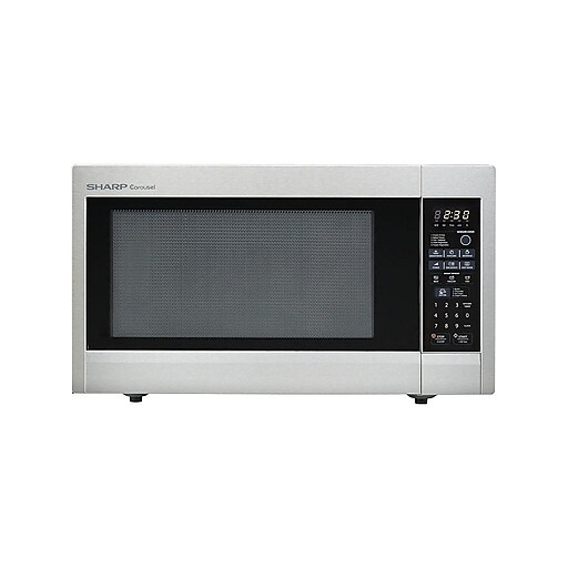 Stainless Steel Microwave Ovens Countertop sharp 2 2 cu ft mid size countertop microwave oven with 16 turntable 1100 w stainless steel staples