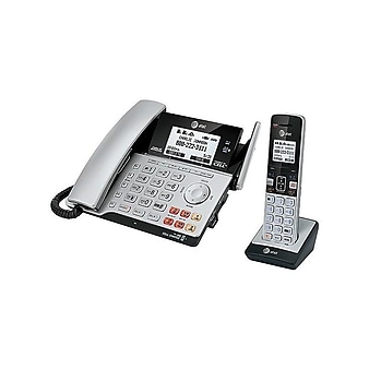 AT&T Connect to Cell 2-Line Cordless VOIP Phone with Digital Answering, Black/Silver (TL86103)