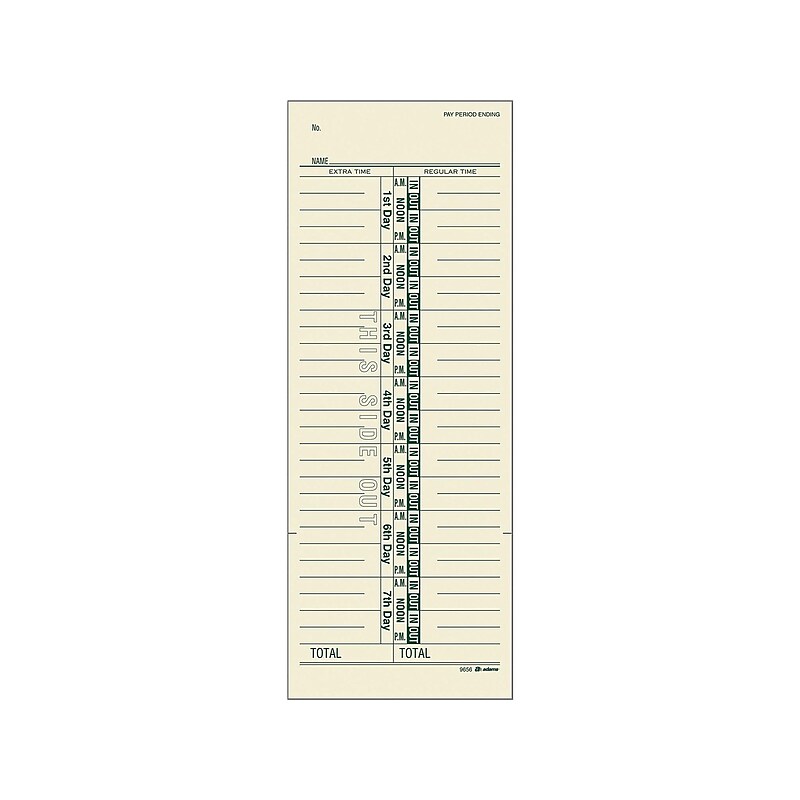 Adams Time Cards, 200/Pack (ABF 9656-200) image 1