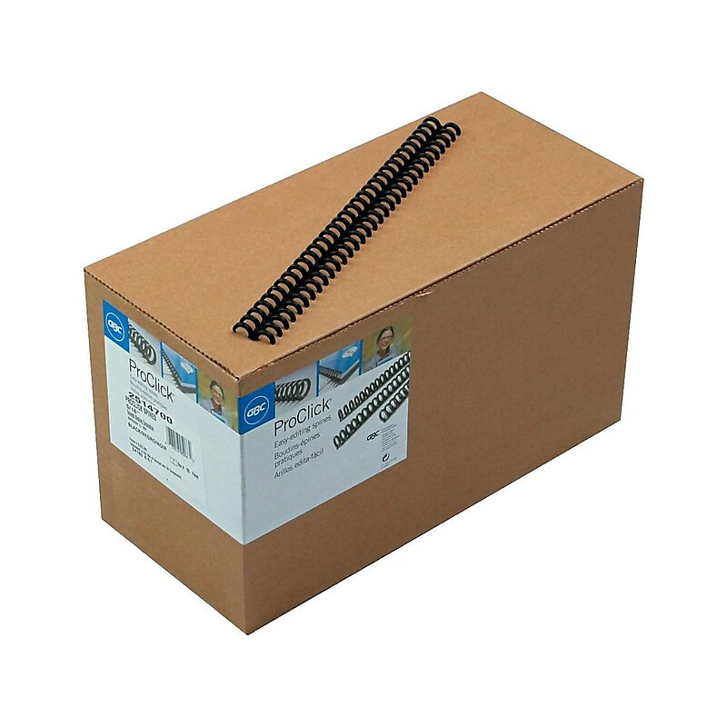 GBC ProClick 5/16" Plastic Binding Spine Comb, 45 Sheet Capacity, Black, 100/Box (2514700) image 1