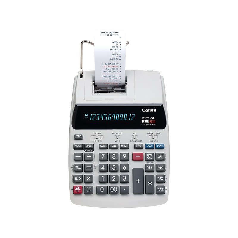 Canon P170-DH-3 2204C001 12-Digit Desktop Printing Calculator, White image 1