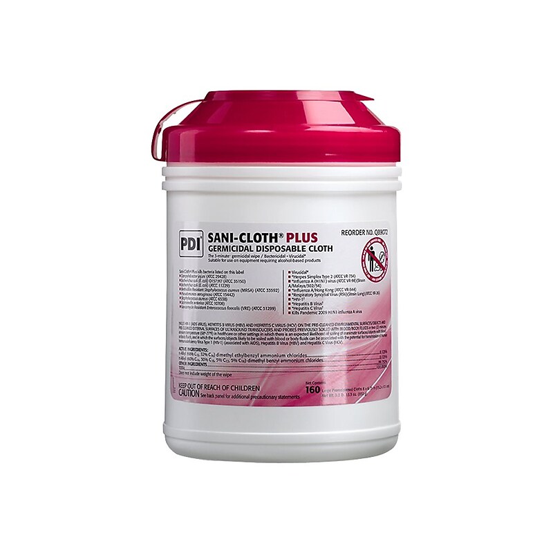 Sani-Cloth Plus Disinfecting Wipes, 160 Wipes/Container, 160/Pack (Q89072) image 1