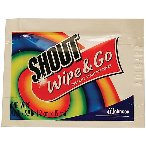 Shout Wipe & Go Instant Stain Remover Wipes Travel Size, 4 Packs