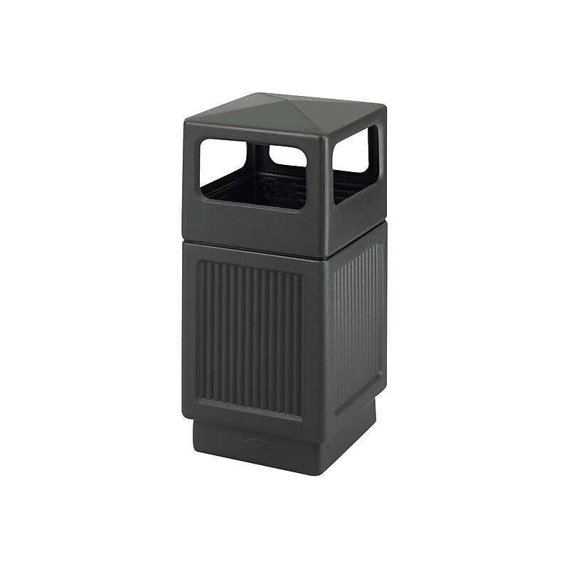 Safco Canmeleon Indoor/Outdoor Trash Cans w/Lid, Black High-Density Polyethylene/HDPE, 38 Gal. (9476BL) image 1