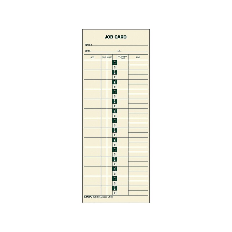 TOPS Time Cards for Time Clocks, 500/Box (1258) image 1