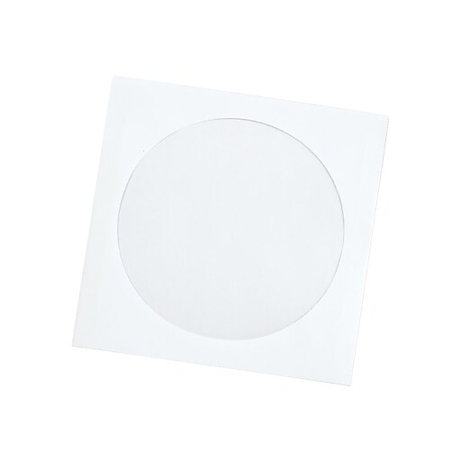 Quality Park Sleeves for CD/DVD, White Paper, 100/Box (QUA62903