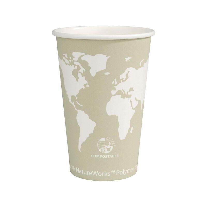 Eco-Products World Art Hot Cups, 16 Oz., Gray/White, 1000/Carton (EP-BHC16-WA) image 1