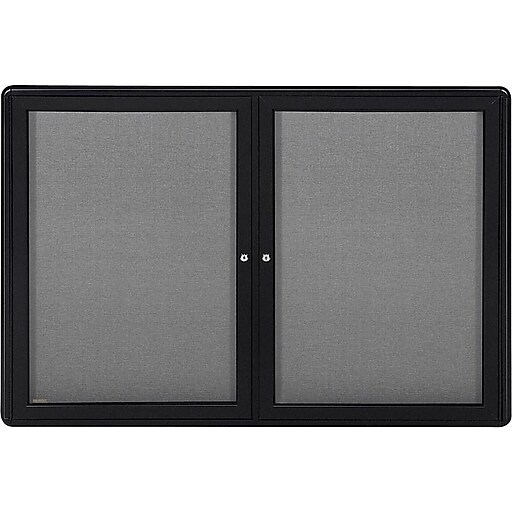Ghent Ovation Fabric Enclosed Bulletin Board, Black Frame, 3'H x 4'W