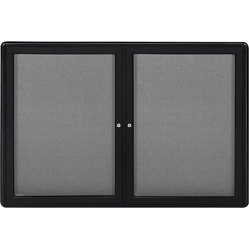 Ghent Ovation Fabric Enclosed Bulletin Board, Black Frame, 3'H x 4'W (OVK2-F91) image 1