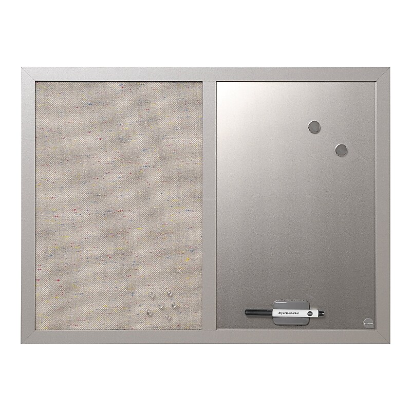 MasterVision Combo Lacquered Steel / Fabric Dry-Erase Whiteboard, Wood Frame, 2' x 1.5' (MX04331608) image 1
