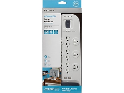 Belkin 12 Outlets Surge Protector, 6′ Cord, White (BV112050-06) Sansujyuku sansujyuku.com