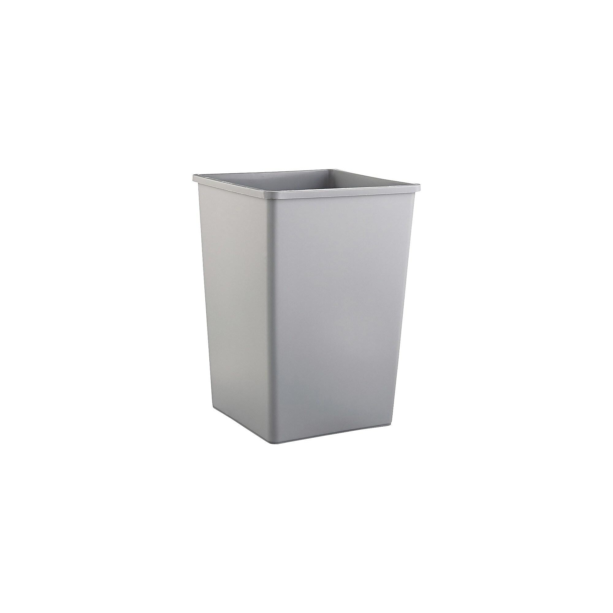 Rubbermaid Untouchable Indoor/Outdoor Trash Can, Gray Resin, 35 Gal. (FG395800GRAY) Simolary simolary.com