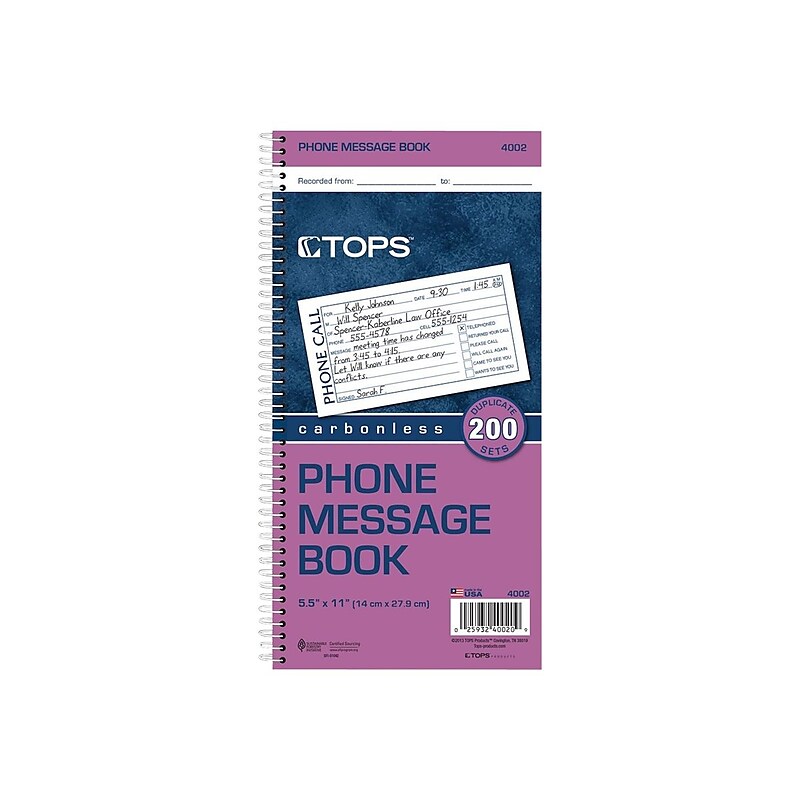 TOPS Message Pad, 5.5" x 11", White, 50 Sheets/Pad (4002) image 1