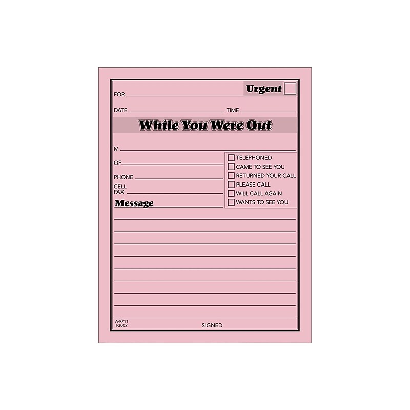 TOPS While You Were Out Message Pads, 4.25" x 5.5", Pink, 50 Sheets/Pad, 12 Pads/Pack (TOP 3002P) image 1