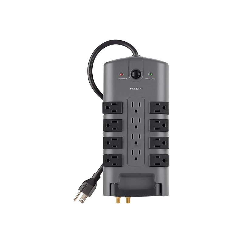 Belkin PivotPlug 12-Outlet Surge Protector, 4,320 Joules, 8' Cord, Gray/Black (BP112230-08) image 1