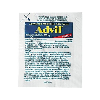 Advil 200mg Ibuprofen Pain Reliever Tablet, 2/Packet, 30 Packets/Pack (LIL58030)