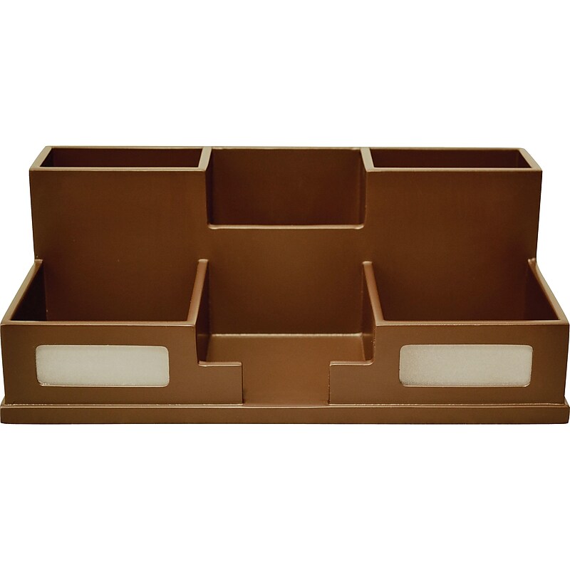 Victor Technology 6 Compartment Wood Compartment Storage with Smart Phone Holder, Mocha Brown (B9525) image 1