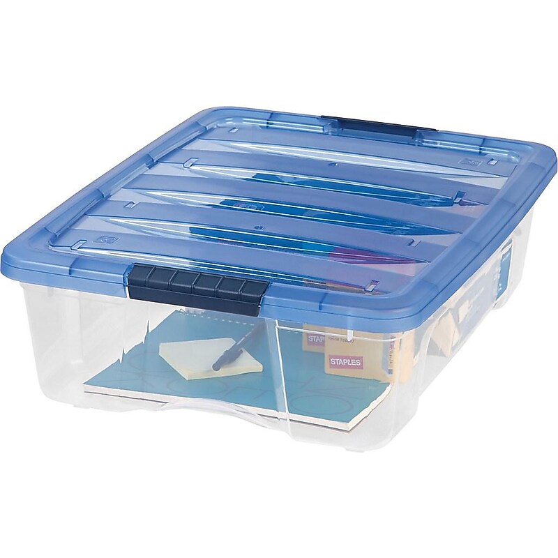 IRIS Stack & Pull 26.9 Qt. Latch Lid Storage Box, Clear (100364) image 1