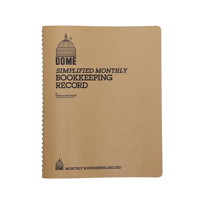 Dome Monthly Bookkeeping Record, 8.75" x 11.25", Brown (612) image 1