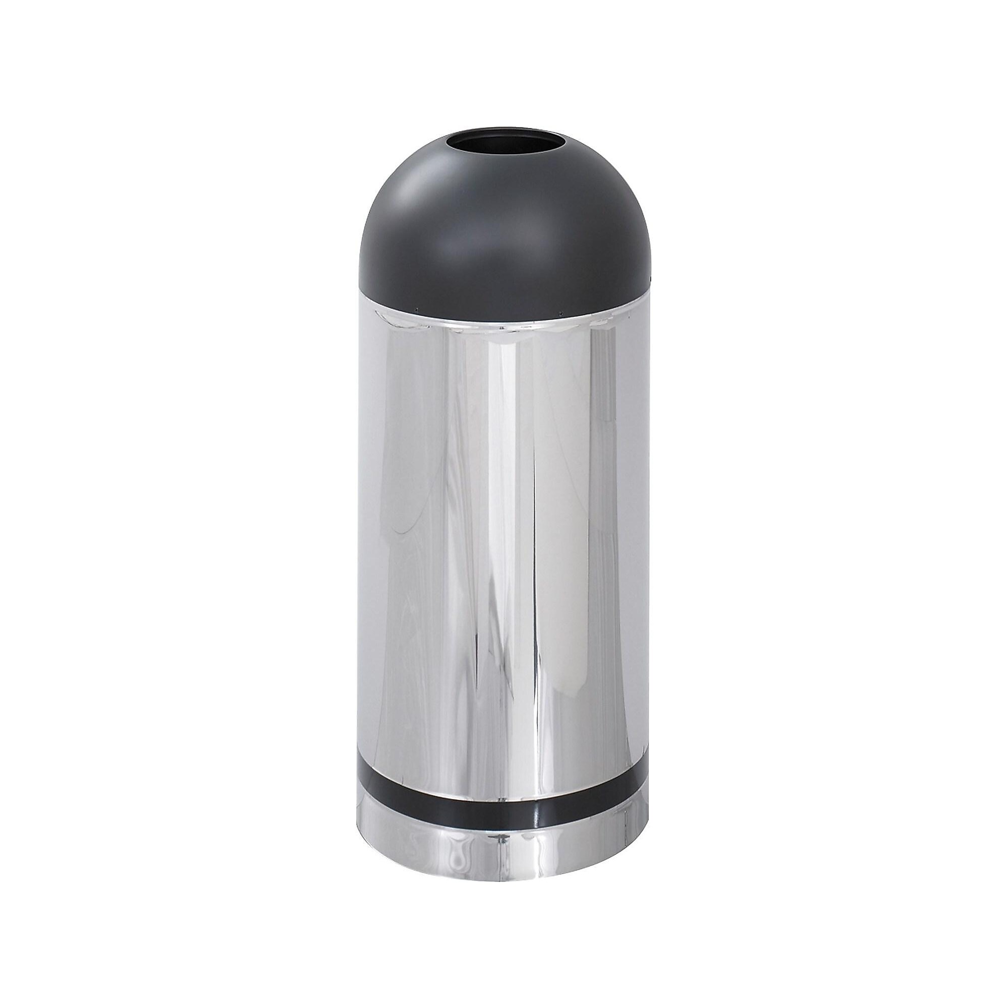 Safco Reflections Indoor Trash Can w/Lid, Chrome/Black Steel, 15 Gal. (9871) Sansujyuku sansujyuku.com