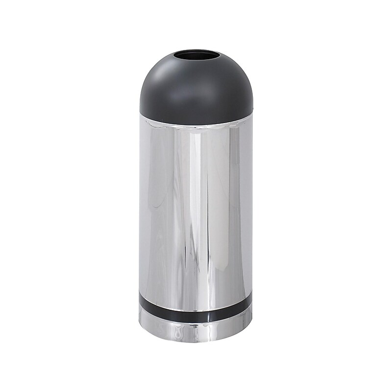 Safco Reflections Indoor Trash Can w/Lid, Chrome/Black Steel, 15 Gal. (9871) image 1