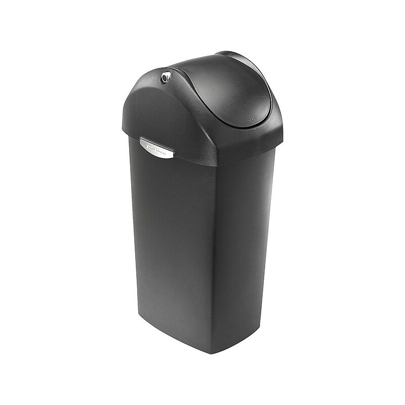 simplehuman Indoor Swing Lid Trash Can, Gray Plastic, 16 Gal. (CW1335) image 1