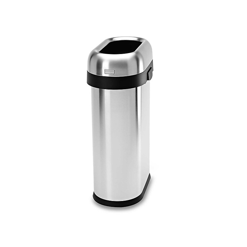 simplehuman Indoor Trash Can with Lid, Brushed Stainless Steel, 13 Gallon (CW1467) image 1