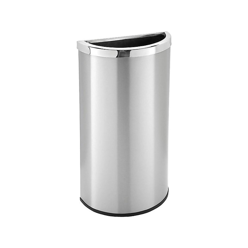 Commercial Zone Precision Series Half Moon Indoor Trash Can, Stainless Steel, 8 Gal. (780929) image 1